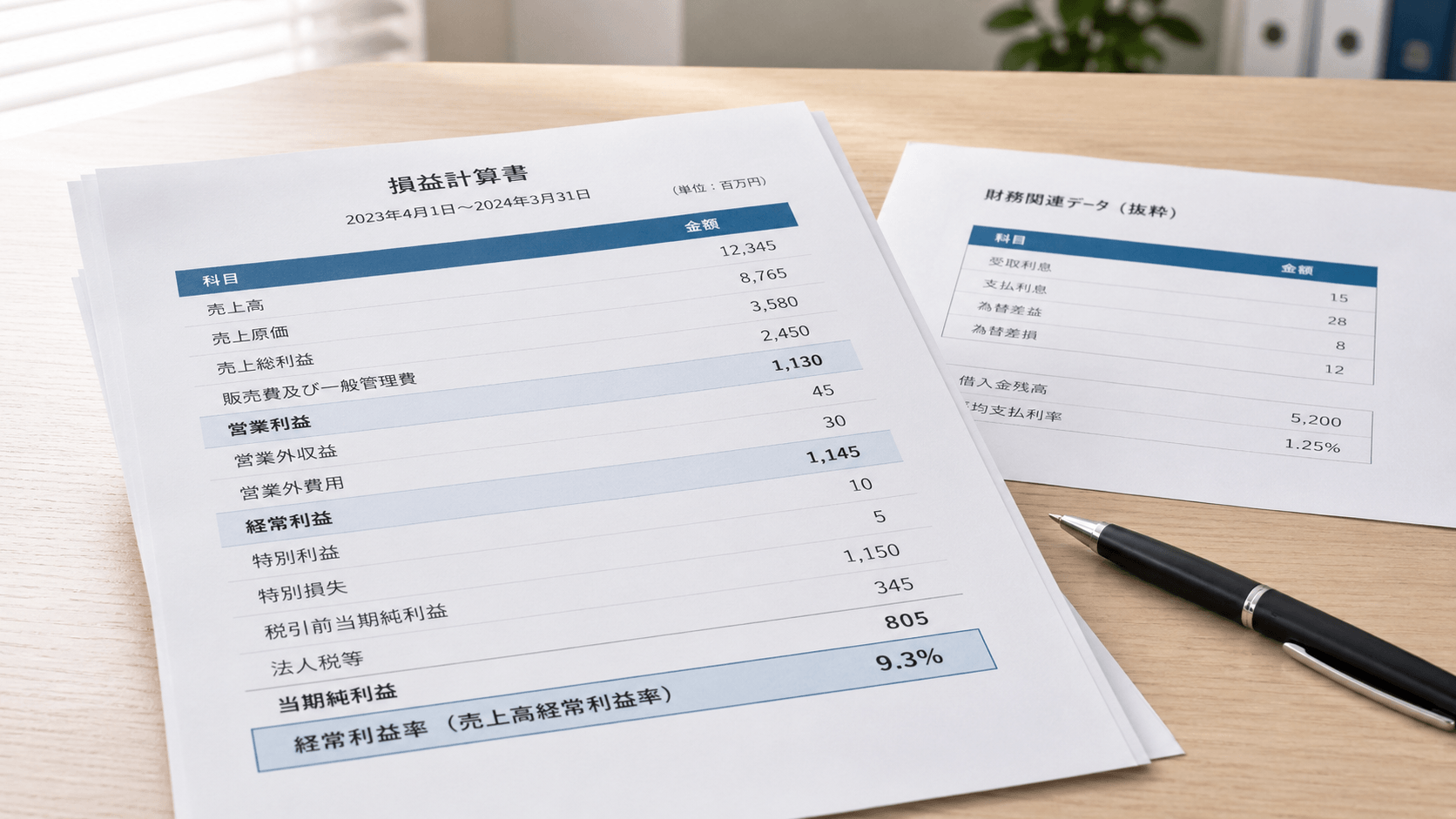 経常利益率は本業＋財務活動を含めた安定度を測る